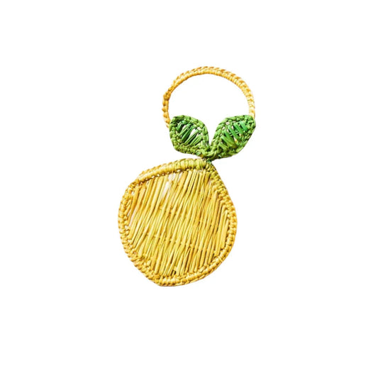 Rond de serviette citron – 3,5 pouces de palmier Iraca tissé à la main – Décoration de table estivale artisanale de Colombie