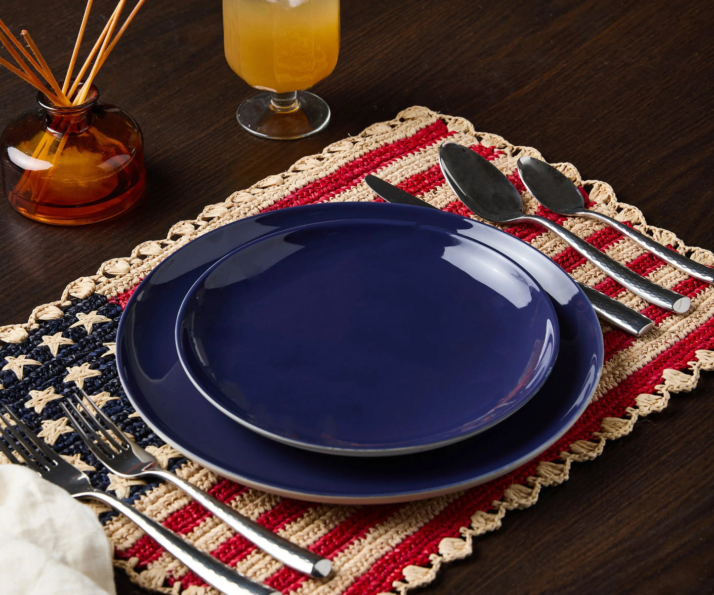 Sets de table Americana festonnés faits main - Lot de 4 - Motif élégant drapeau américain - Payton James X Tuckernuck