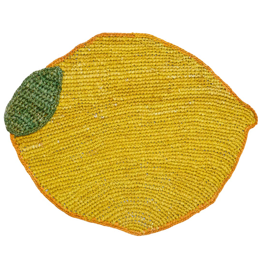 Set de table en raphia tissé à la main en forme de citron, décoration de table estivale