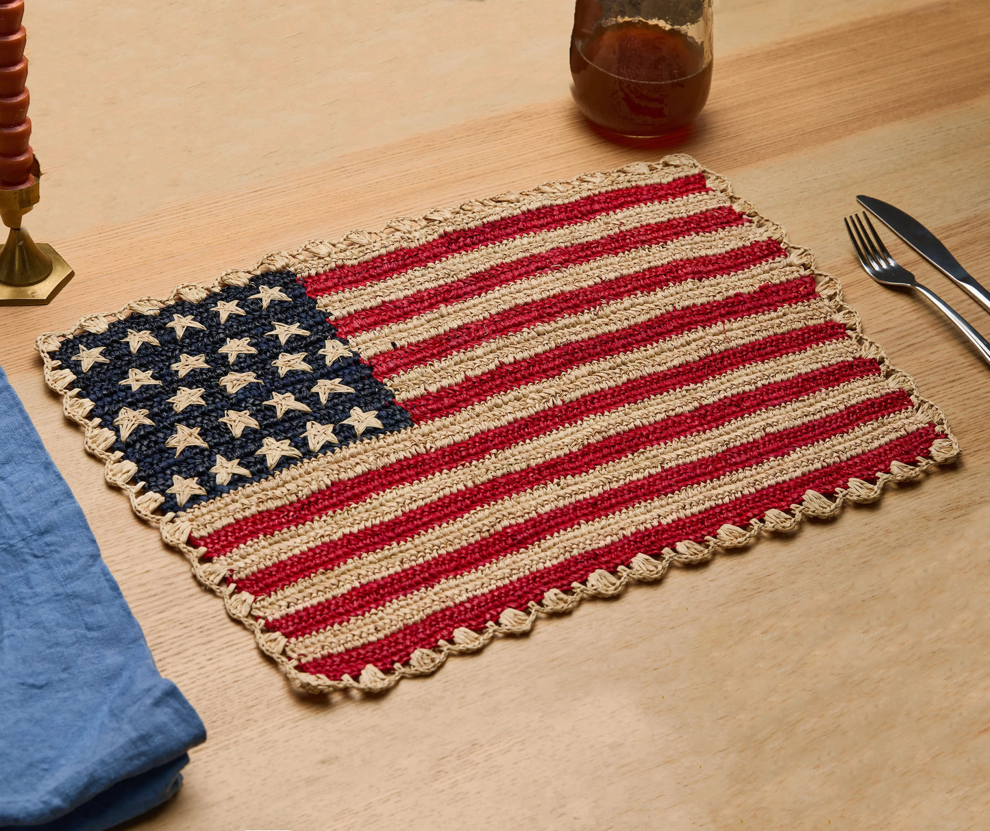 Sets de table Americana festonnés faits main - Lot de 4 - Motif élégant drapeau américain - Payton James X Tuckernuck