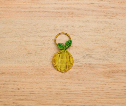Rond de serviette citron – 3,5 pouces de palmier Iraca tissé à la main – Décoration de table estivale artisanale de Colombie
