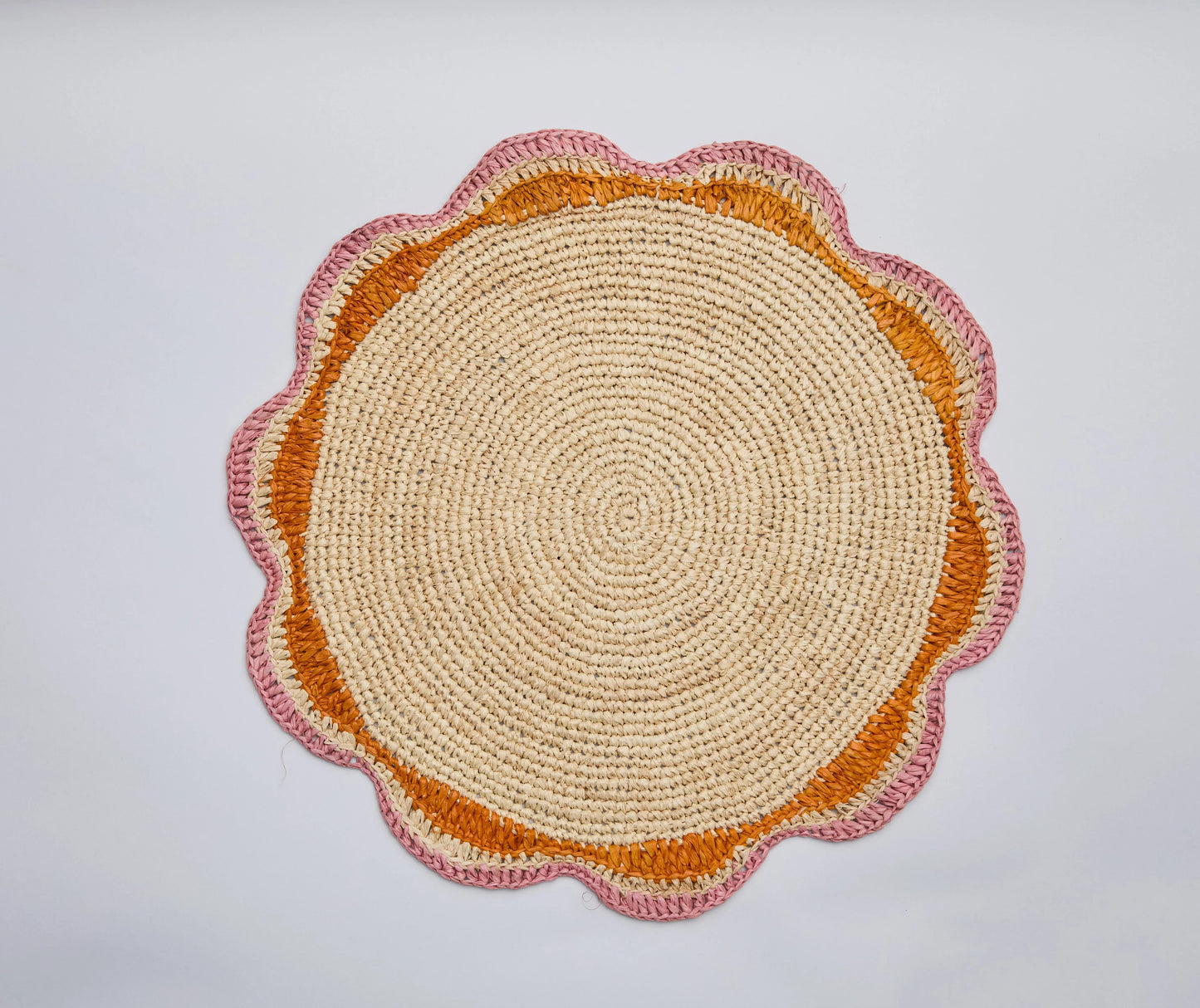 Set de table rond en raphia rose – 35,6 cm – Décoration de table pour fête de jardin et été