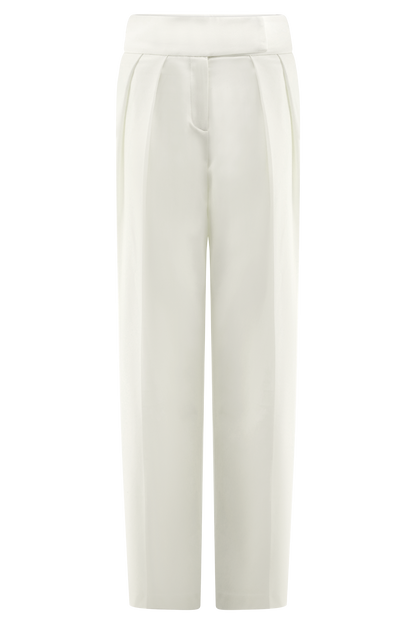 Pantalon à taille haute et plis Penelope - Ivoire