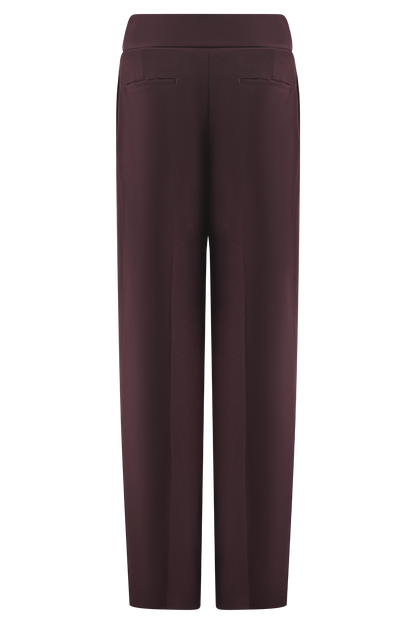 Pantalon à taille haute plissé Penelope - Chocolat