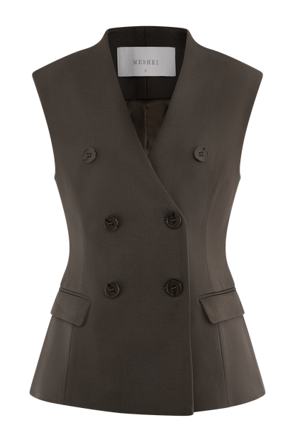Blazer sans manches de tailleur Penelope - Chocolat