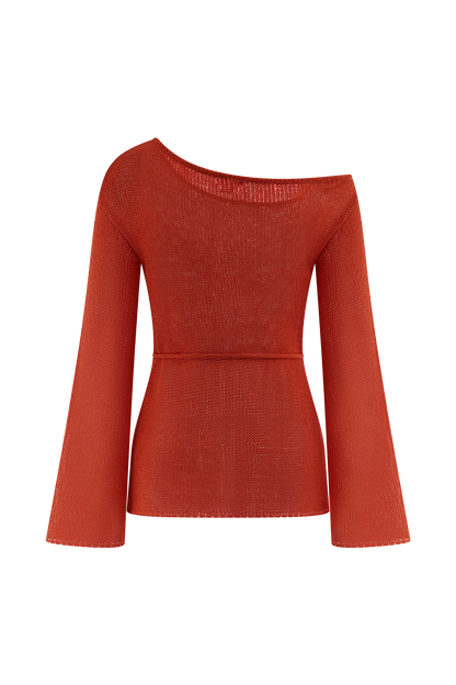 Reagan Haut en Tricot Décolleté Croisé - Orange