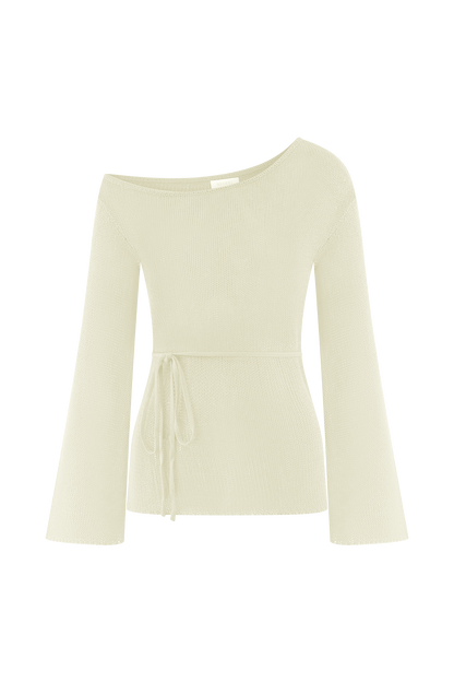 Reagan Haut en Tricot Décolleté Croisé - Blanc