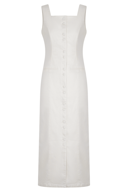 Robe midi en jean Reyna - Blanche