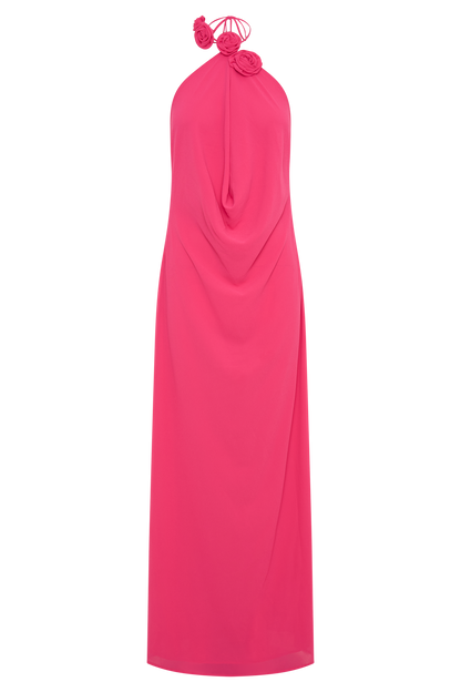 Robe Maxi Col Chandail Rosalia - Framboise