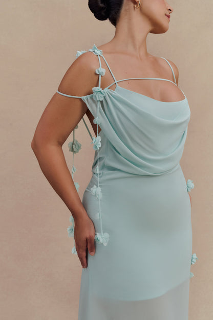Robe Maxi en Chiffon à Motifs Floraux Rosalie - Lagoon