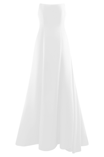 Robe Maxi Satin Sans Bretelles Rosella - Blanche
