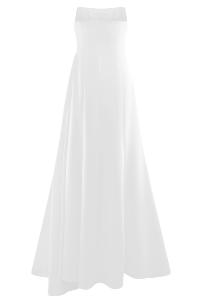 Robe Maxi Satin Sans Bretelles Rosella - Blanche
