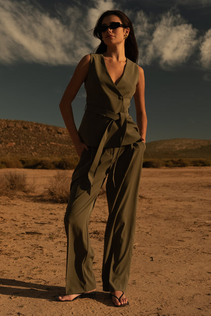 Gilet long Amelie - Olive militaire