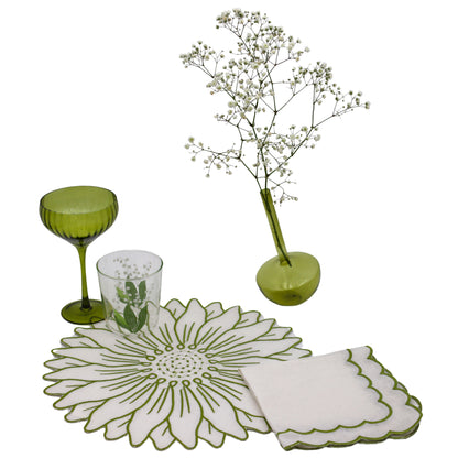 Verres à coupe côtelés verts texturés (lot de 4)