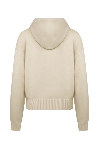 Sweat à capuche en tricot avec fermeture éclair - Camel