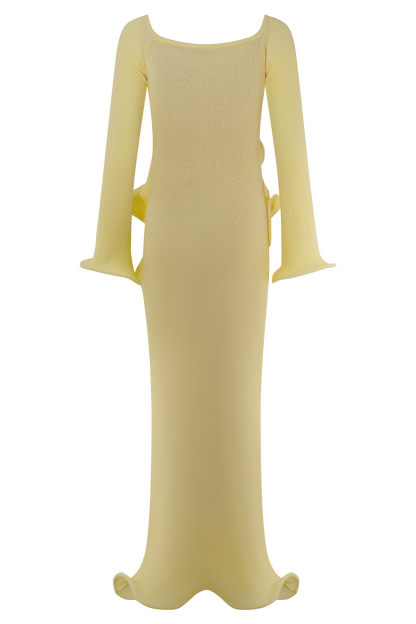 Sandrine Robe Maxi Tricoté Décolleté Croisé - Citron