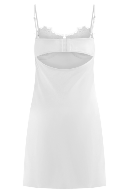 Mini-robe nuisette en satin Scarlett - Ivoire