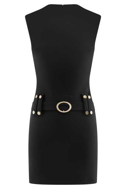 Mini-robe en crêpe extensible Scheana - Noir