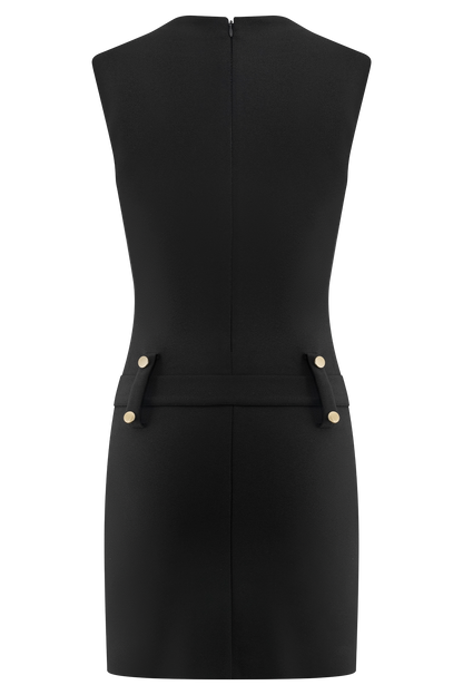 Mini-robe en crêpe extensible Scheana - Noir