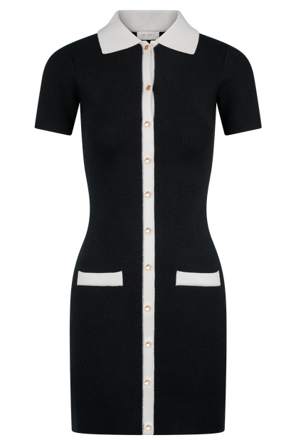 Mini-robe Seema à contraste - Noir/Blanc