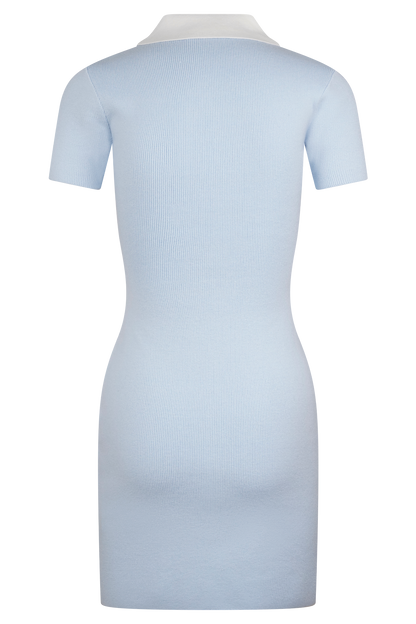 Mini-robe Seema à contraste - Bleu clair/blanc