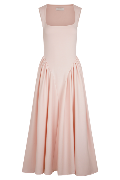 Robe midi en jersey scuba Sharon - Rose ballet