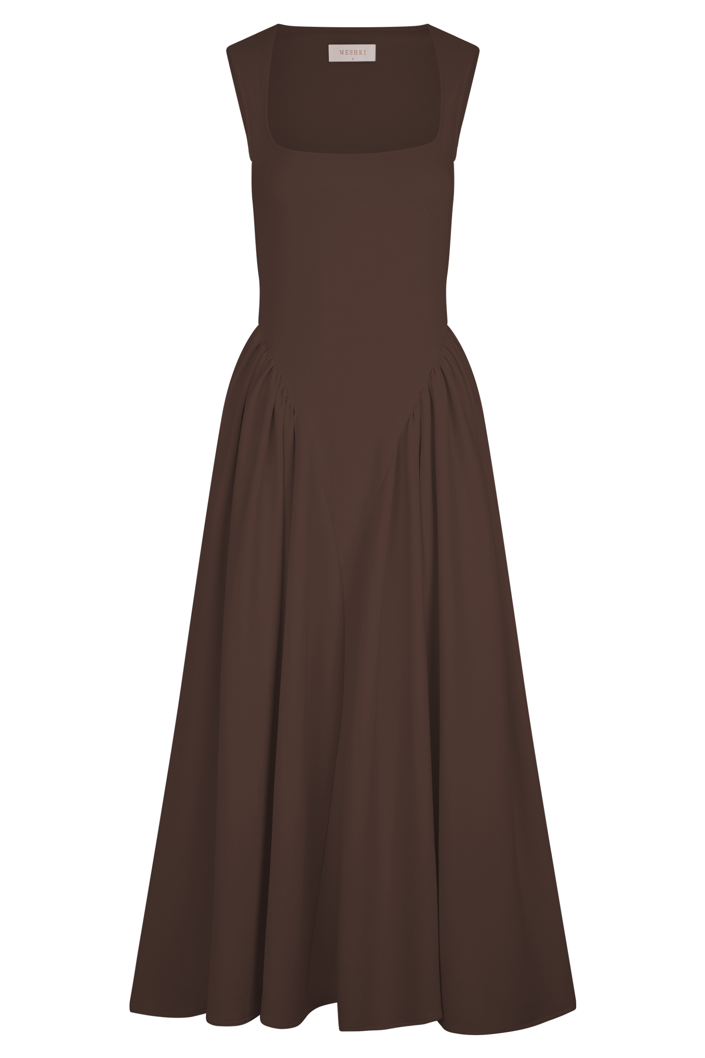 Robe midi en jersey scuba Sharon - Brun cacao