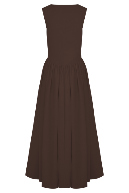 Robe midi en jersey scuba Sharon - Brun cacao