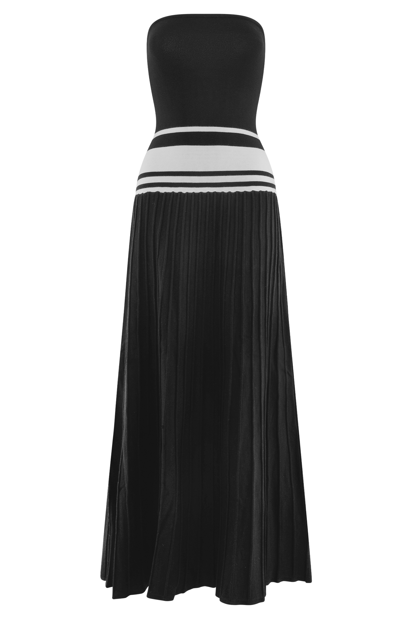 Robe maxi en jersey à bretelles contrastées Solaris - Noir/Blanc
