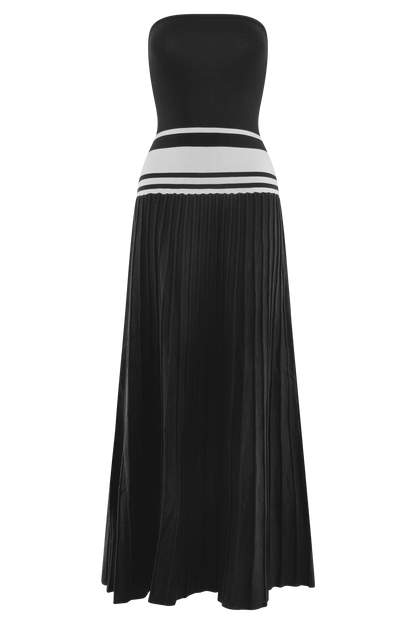 Robe maxi en jersey à bretelles contrastées Solaris - Noir/Blanc
