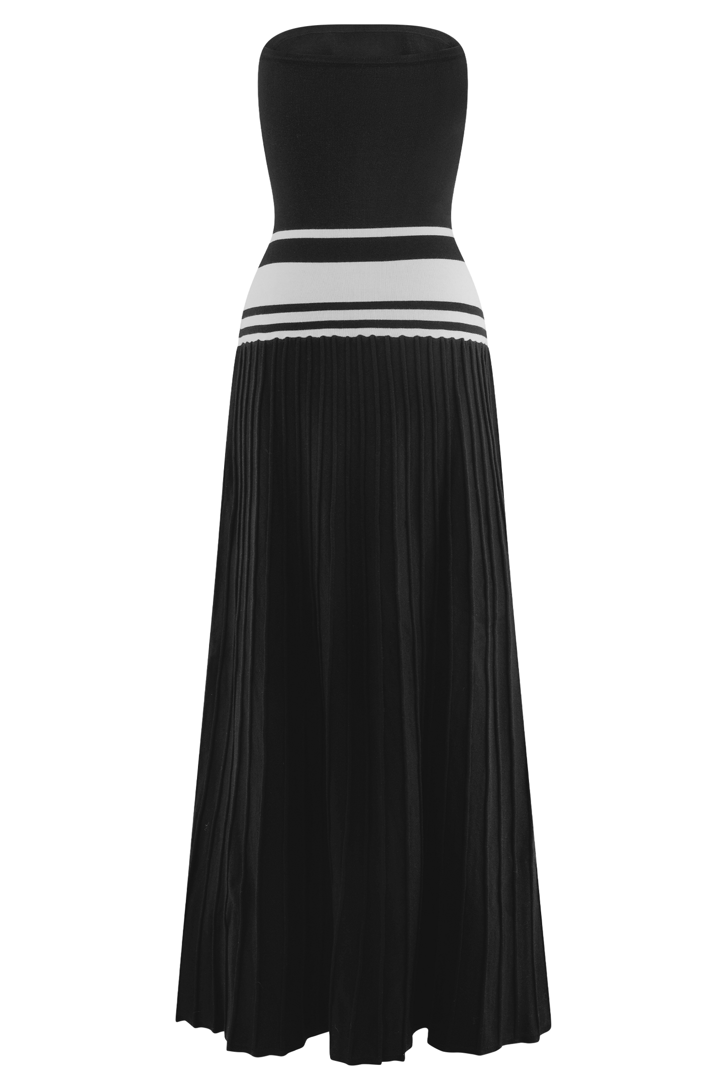 Robe maxi en jersey à bretelles contrastées Solaris - Noir/Blanc