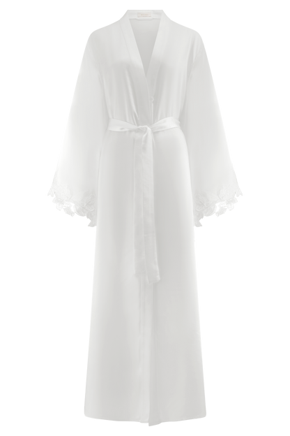 Manteau de mariée en satin Sullivan avec dentelle - Ivoire