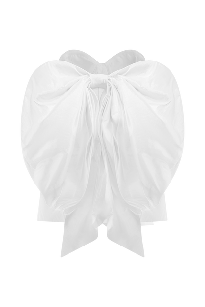 Mini-robe Suzette en taffetas avec nœud - Blanc