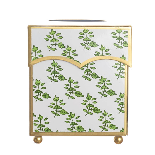 Porte-mouchoirs en vert et or avec motif fleuri
