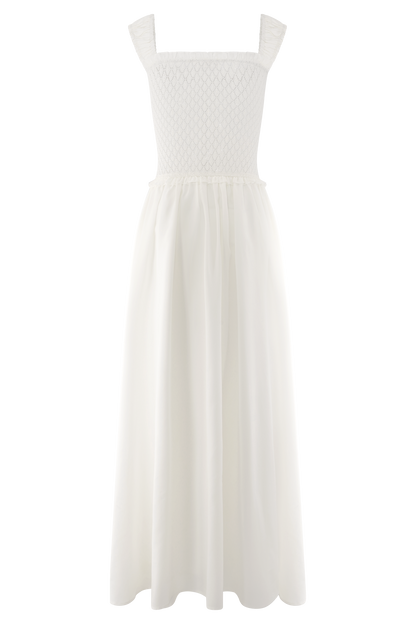Robe midi en tricot pointelle Tahlia - Blanc