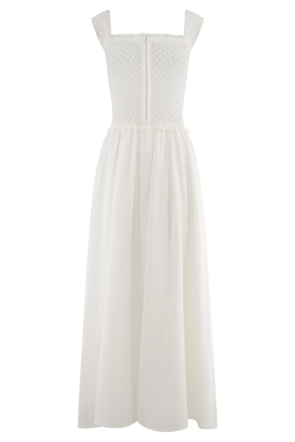 Robe midi en tricot pointelle Tahlia - Blanc