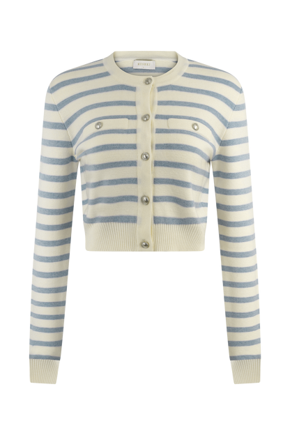Cardigan en tricot rayé Tanner - Bleu clair/blanc