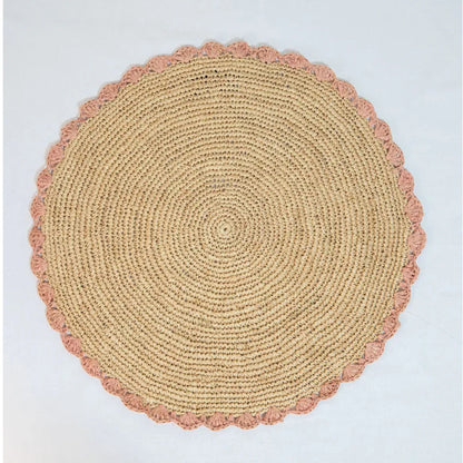 Set de table Aura Pink, plateau en raphia tissé