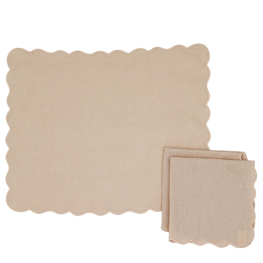 Serviettes en lin à motif tourbillon vanille crème (lot de 4)