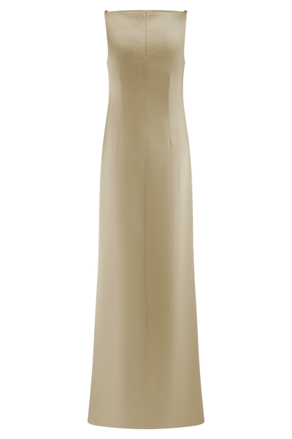 Robe Maxi en Satin Violet Sans Manches - Or Poudré