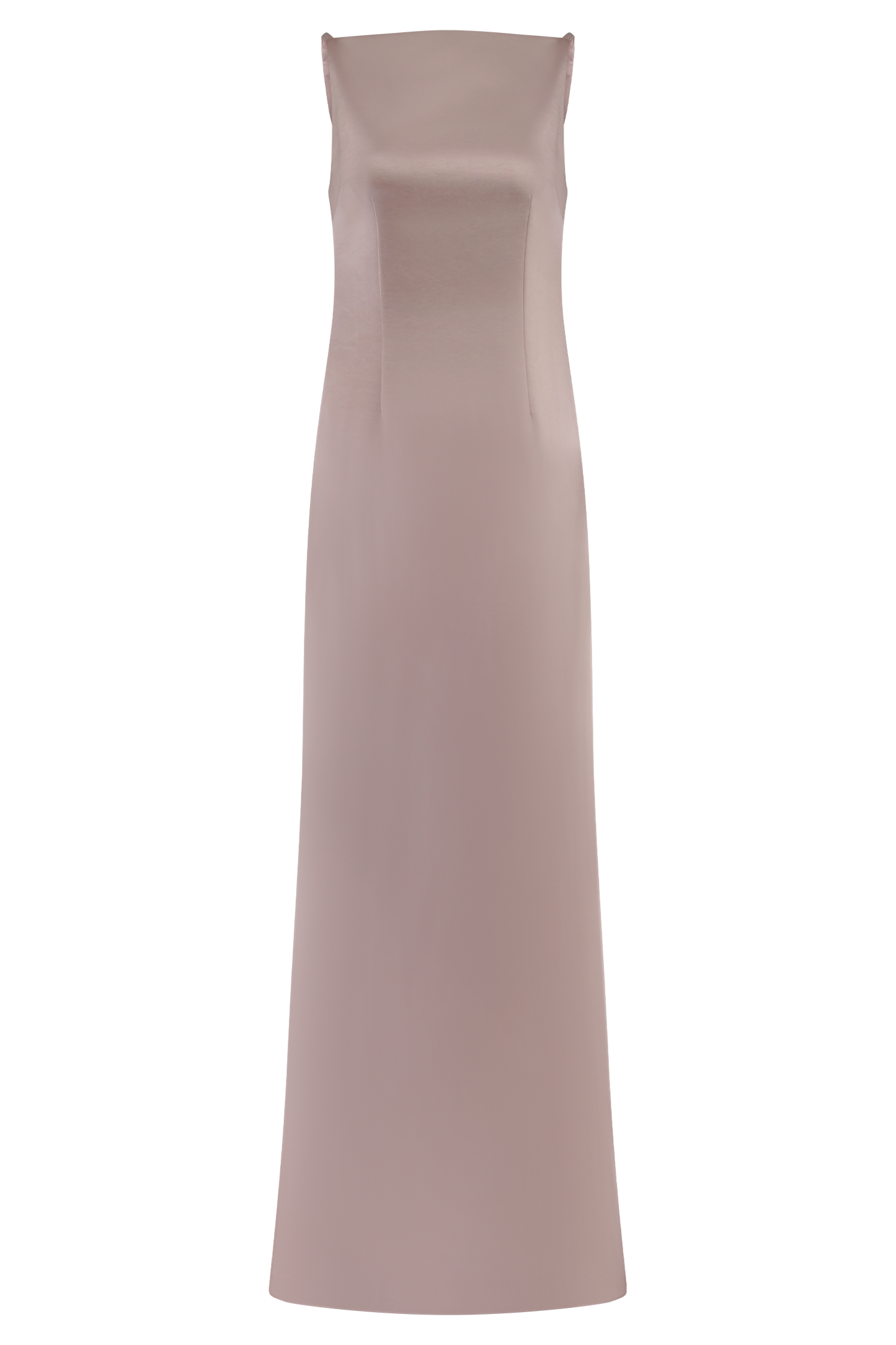 Violet Robe Maxi en Satin Sans Manches - Rose Poudré