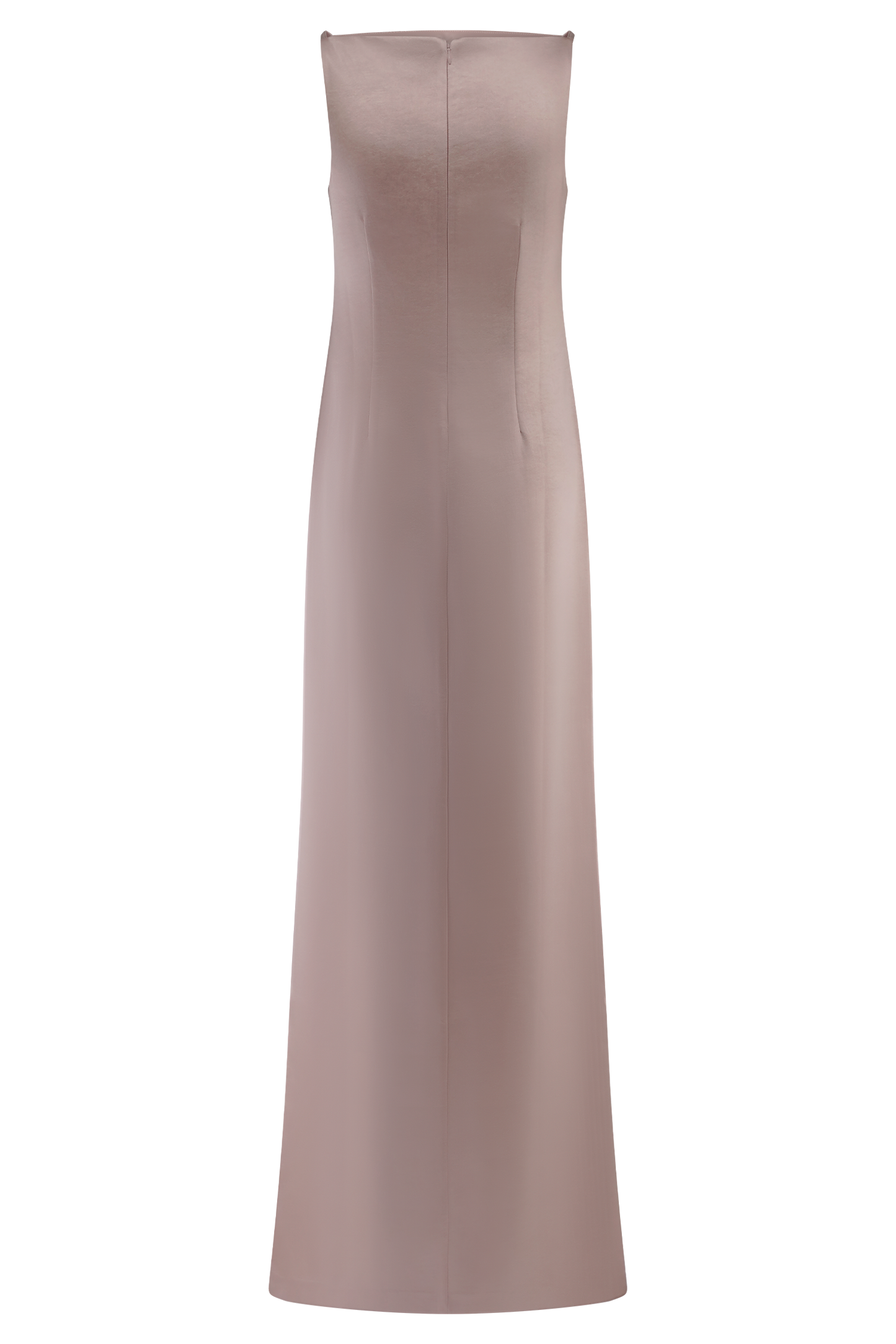 Violet Robe Maxi en Satin Sans Manches - Rose Poudré