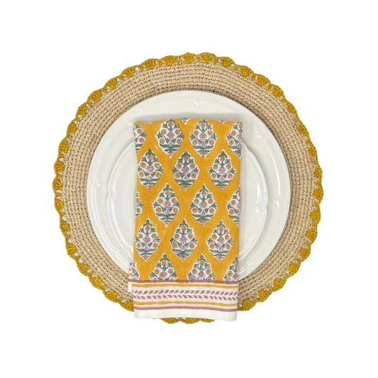 Sets de table en raphia Marigold, sets de table ronds bohèmes tissés à la main, sets de table pour table à manger