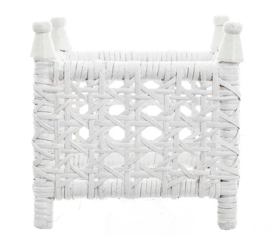 Jardinière en osier et canne blanche