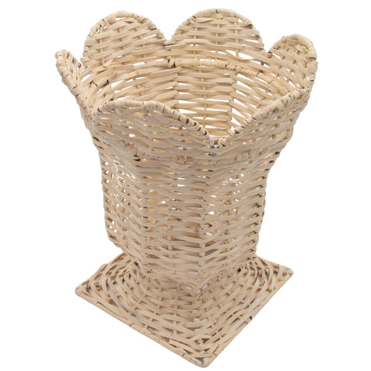 Vase urne en osier tressé à la main en blanc