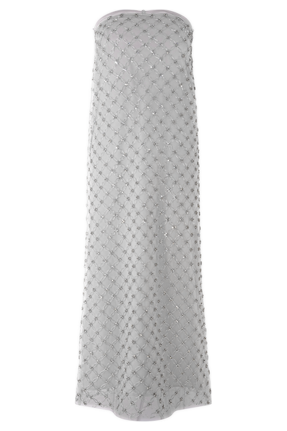 Jupe Maxi Zuri Ornée de Perles Artisanales - Argent