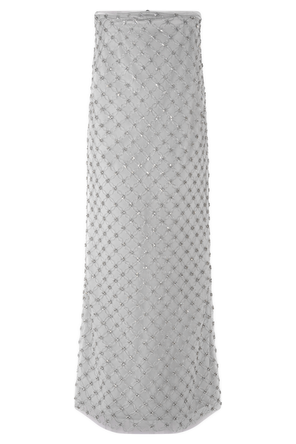 Jupe Maxi Zuri Ornée de Perles Artisanales - Argent