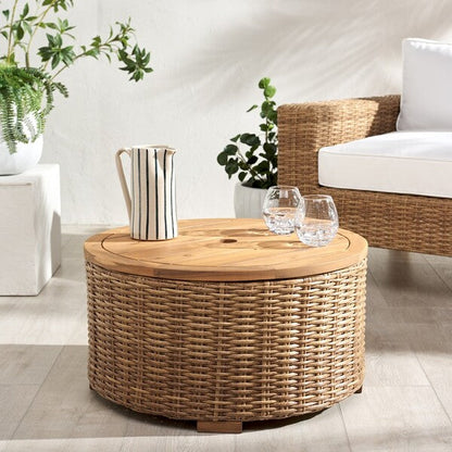 Table basse d'extérieur Anguilla en osier naturel
