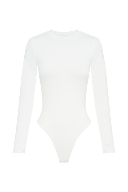 Body à manches longues et col rond Delilah - Blanc