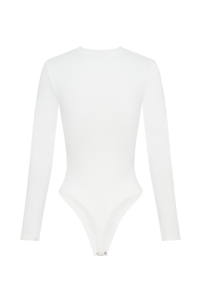 Body à manches longues et col rond Delilah - Blanc